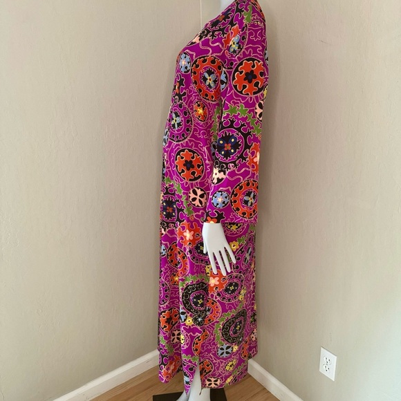 NATORI Vintage Silky Geometric Print Caftan Kaftan Nightgown Loungewear Retro M - Picture 13 of 15